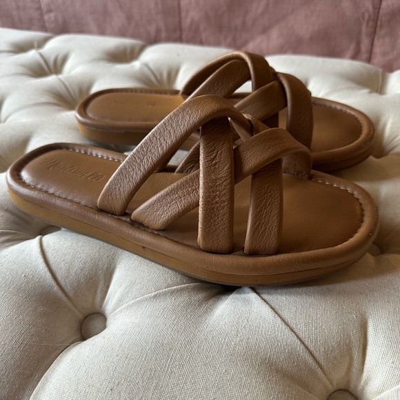 Madewell Women’s Francine Puffy Woven Tan Slides 8M - Picture 3 of 7